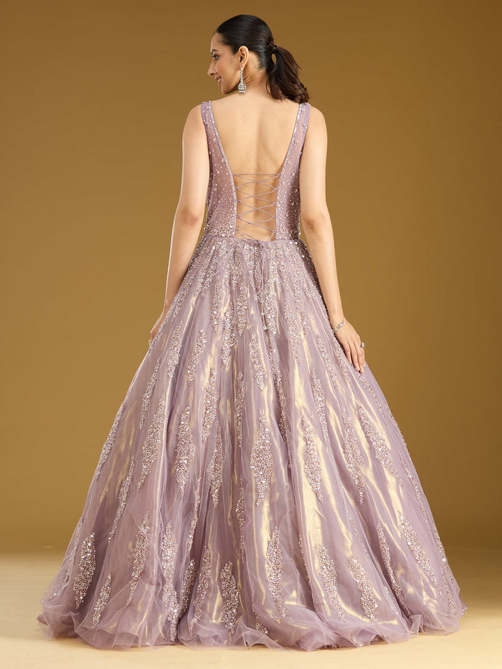 Mauve Stonework (Silver) Tissue Gown