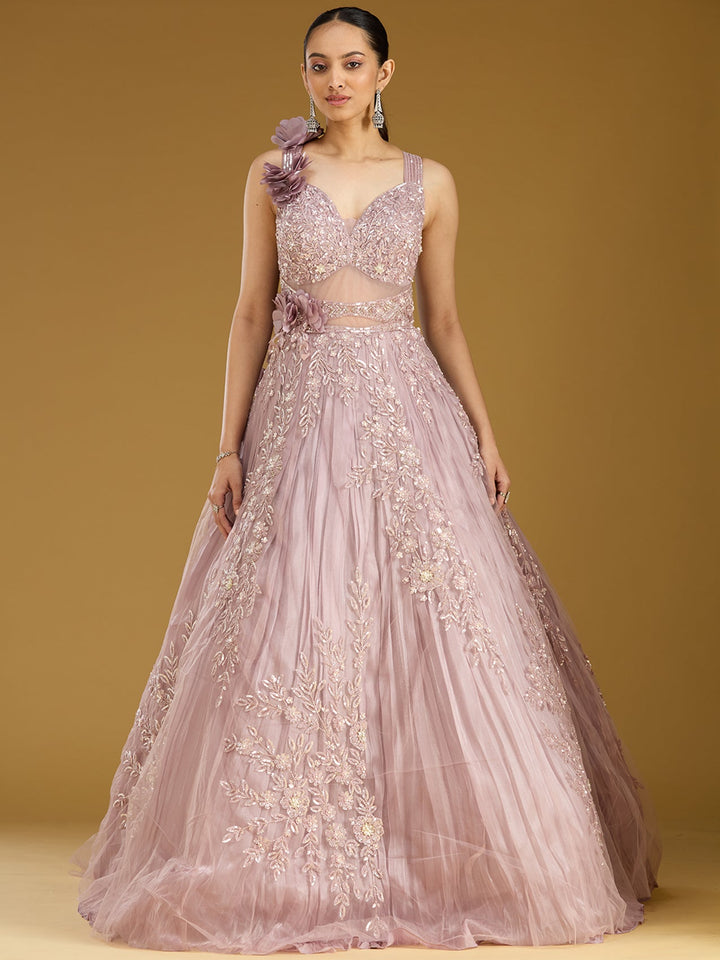 Onion Pink Stonework (Silver) Tissue Gown