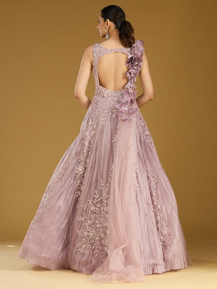 Onion Pink Stonework (Silver) Tissue Gown