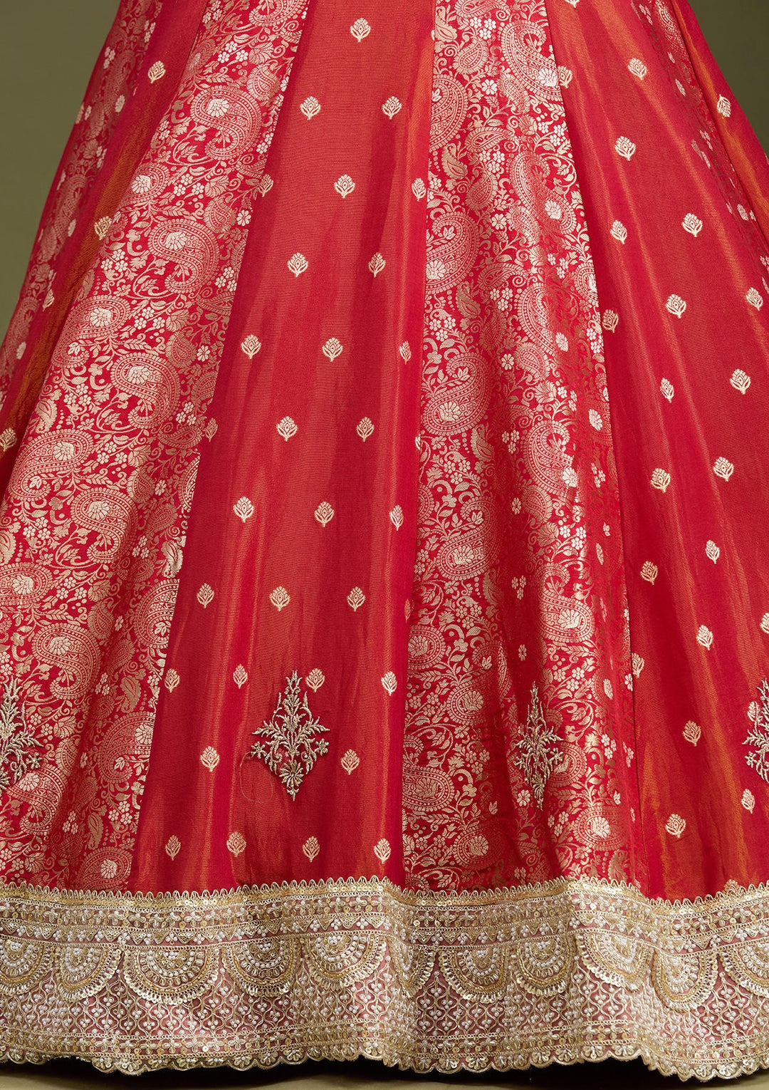 Rust Zariwork Banarasi Gown