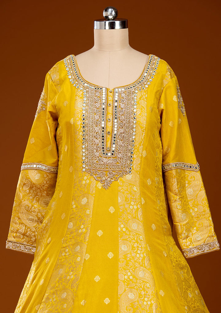 Yellow Zariwork Banarasi Gown