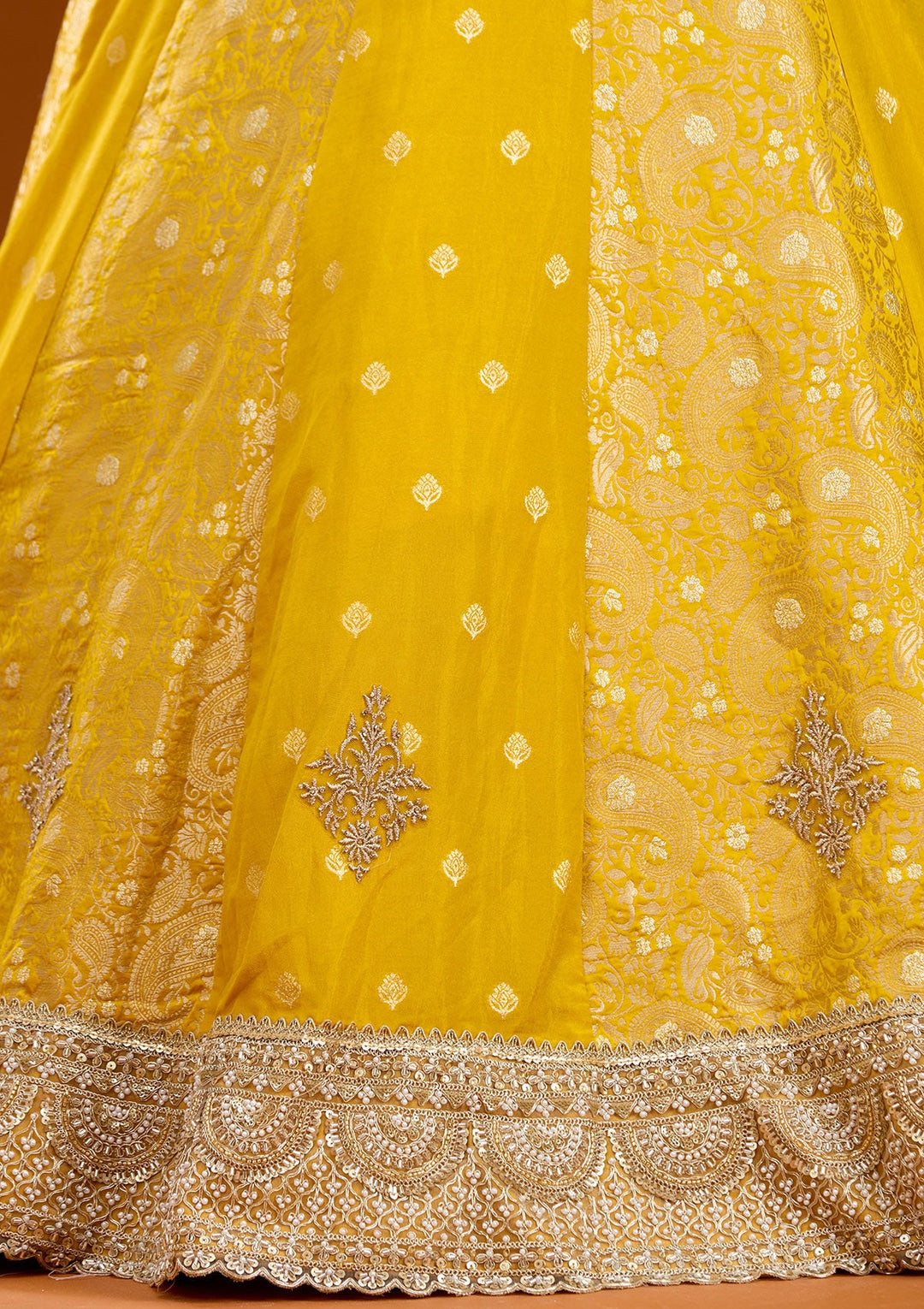 Yellow Zariwork Banarasi Gown