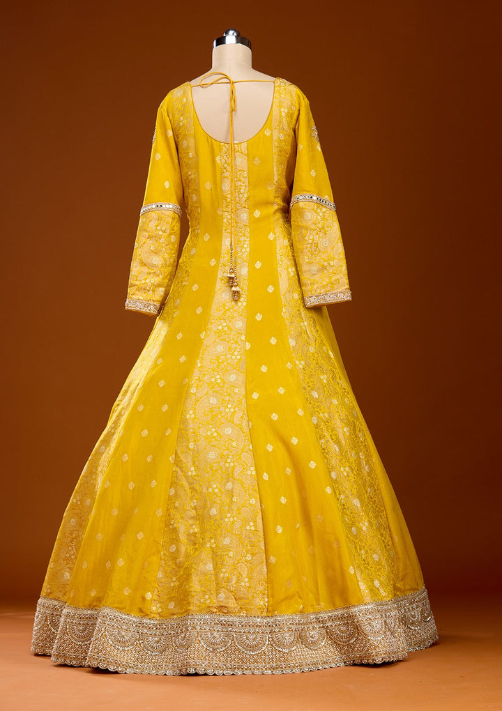 Yellow Zariwork Banarasi Gown