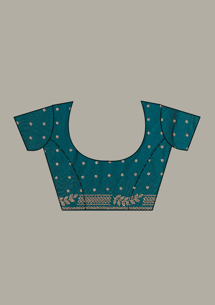 Peacock Blue Cording Tissue Saree