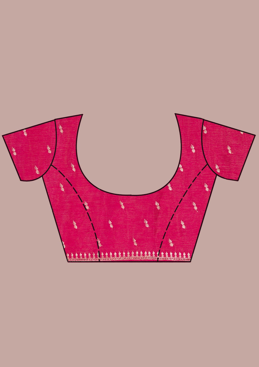 Rani Pink Zardosi Semi Crepe Saree-Koskii