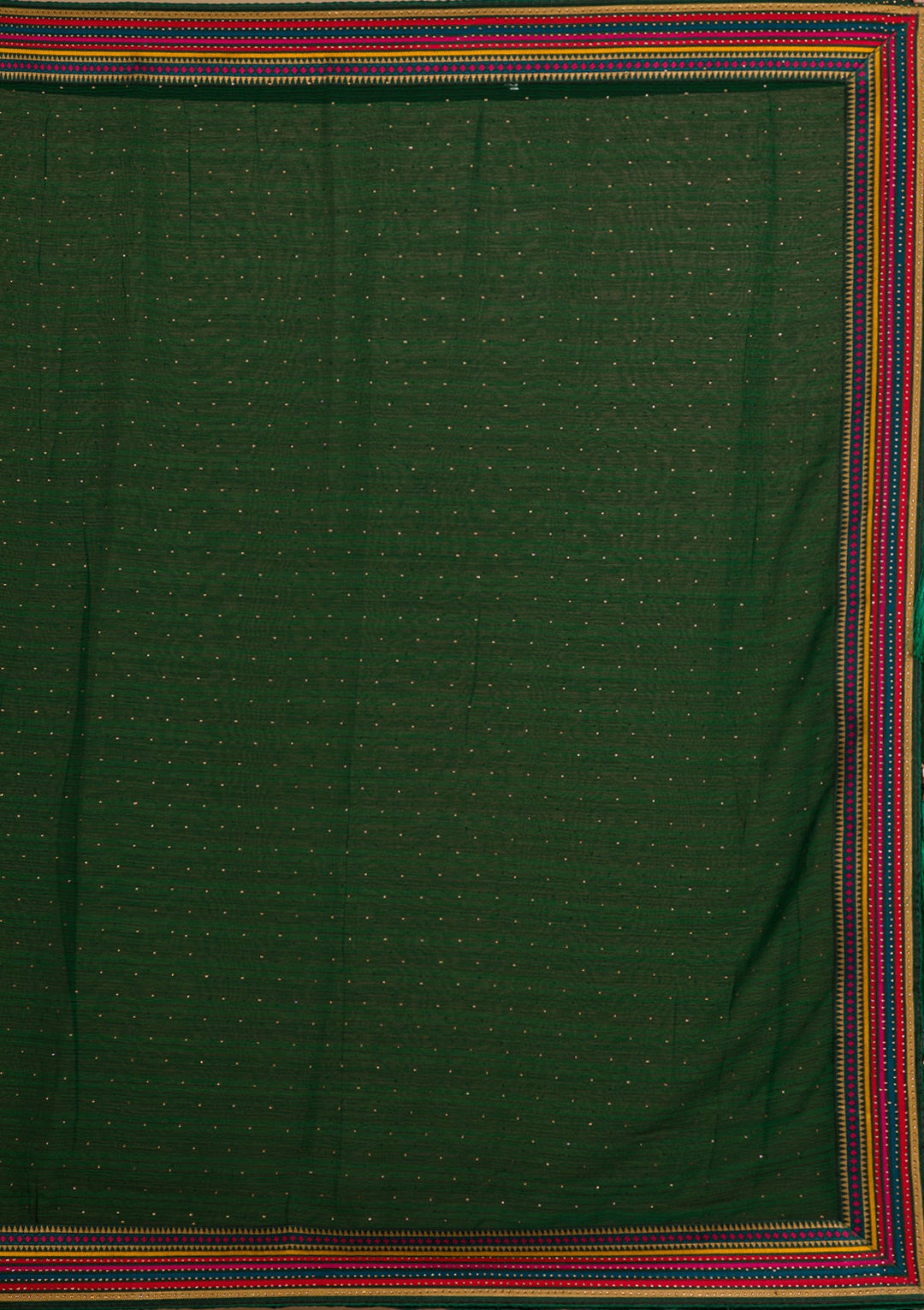 Bottle Green Threadwork Georgette Saree-Koskii