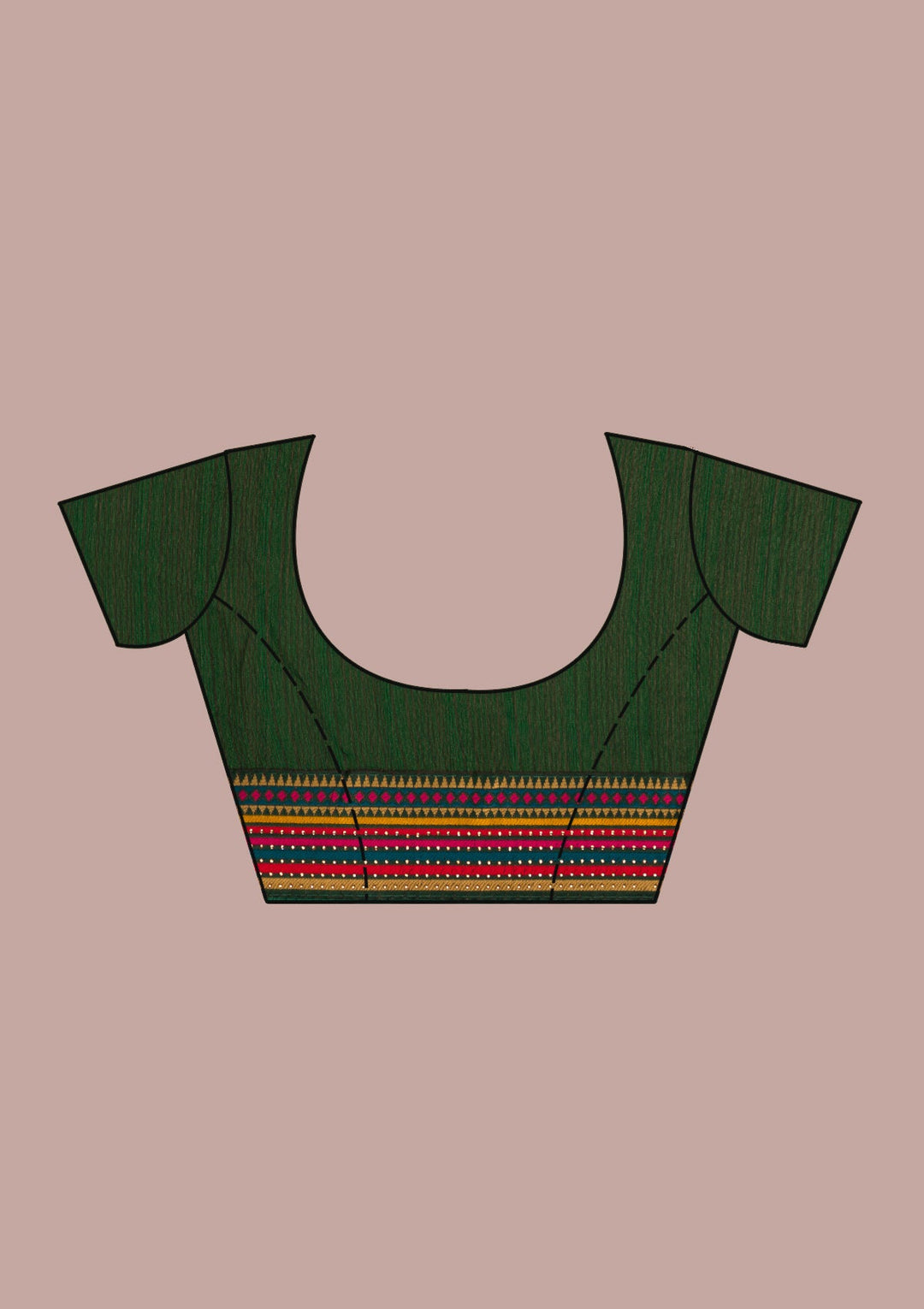 Bottle Green Threadwork Georgette Saree-Koskii