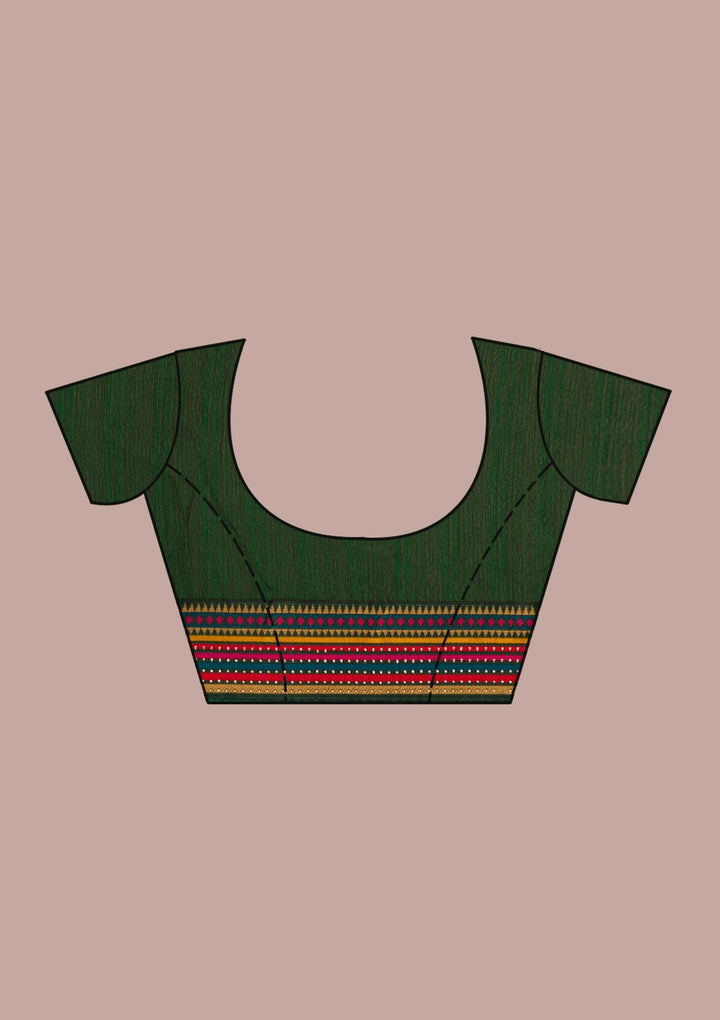 Bottle Green Threadwork Georgette Saree-Koskii