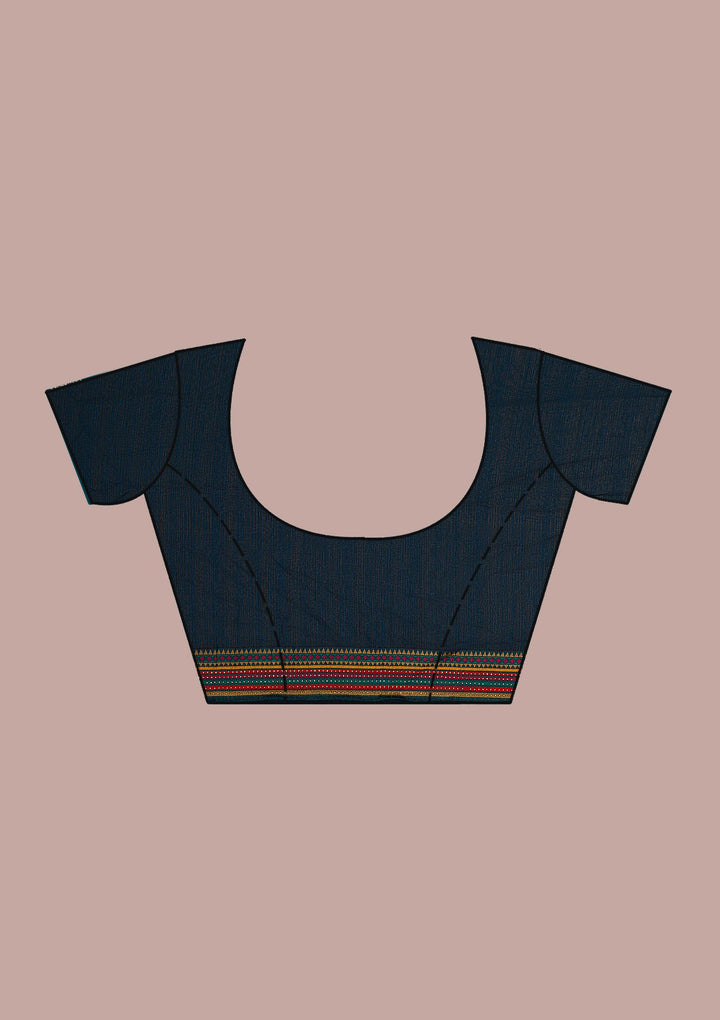 Navy Blue Threadwork Georgette Saree-Koskii