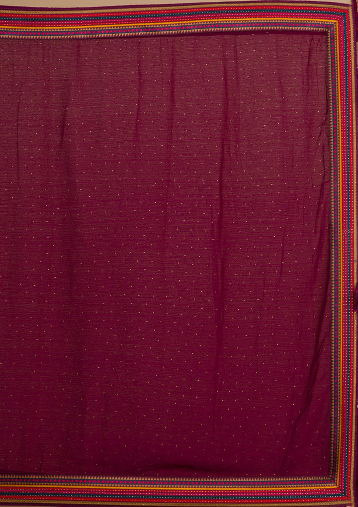 Wine Threadwork Georgette Saree-Koskii