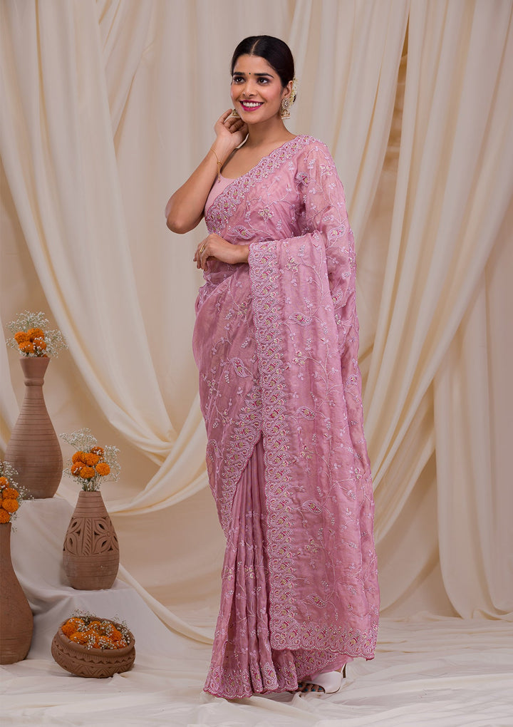 Wine Gotapatti Georgette Designer Saree-Koskii