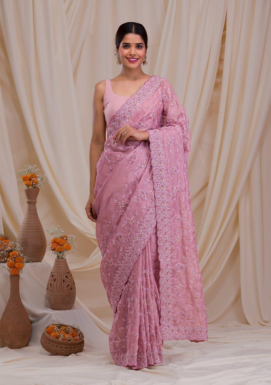 Wine Gotapatti Georgette Designer Saree-Koskii