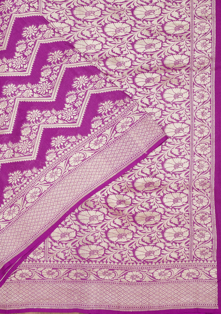 Purple Zariwork Pure Silk Saree-Koskii