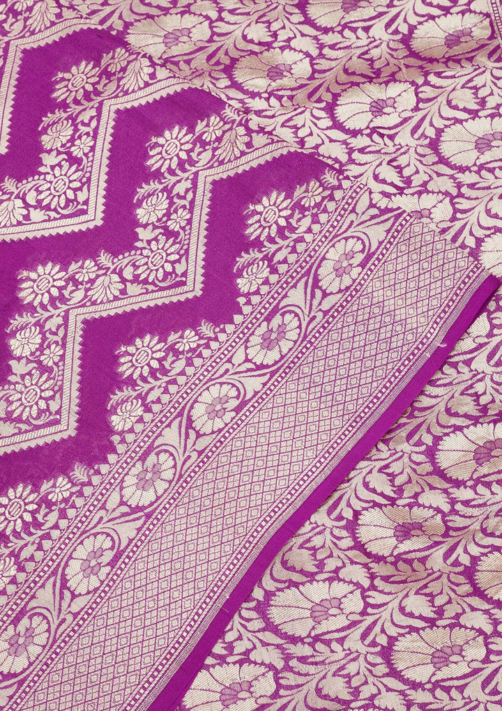 Purple Zariwork Pure Silk Saree-Koskii