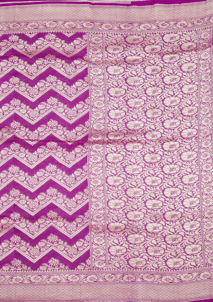 Purple Zariwork Pure Silk Saree-Koskii