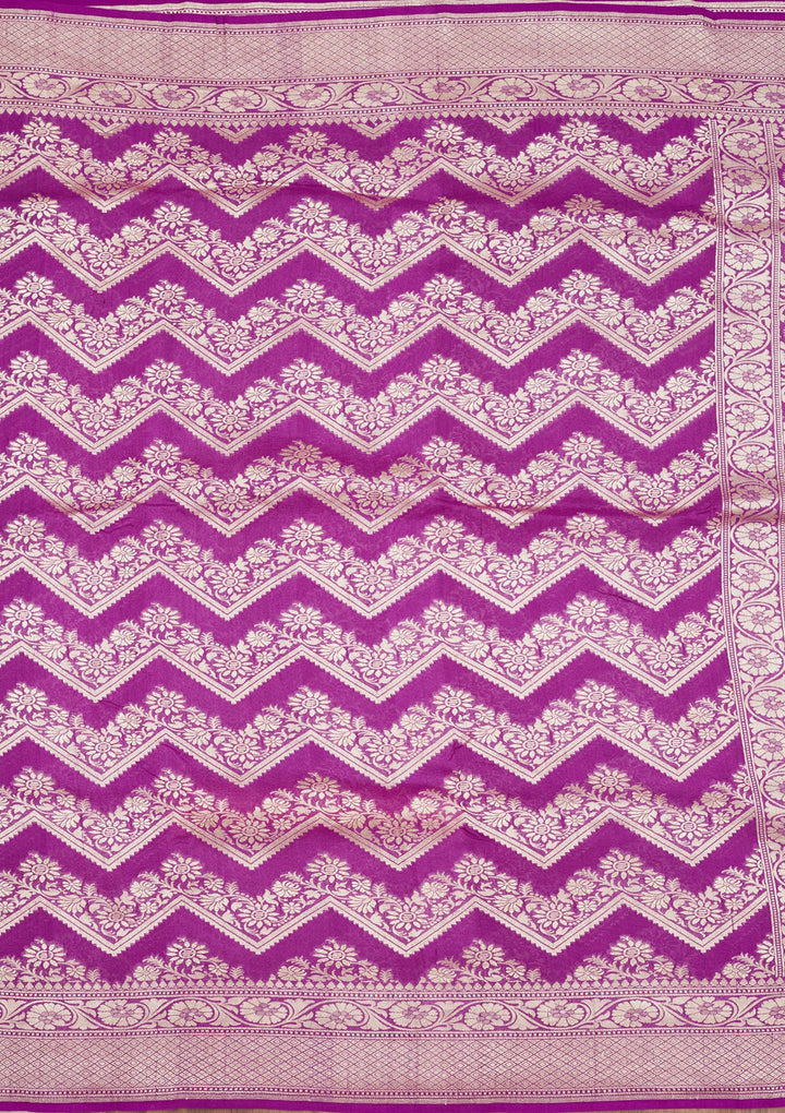 Purple Zariwork Pure Silk Saree-Koskii