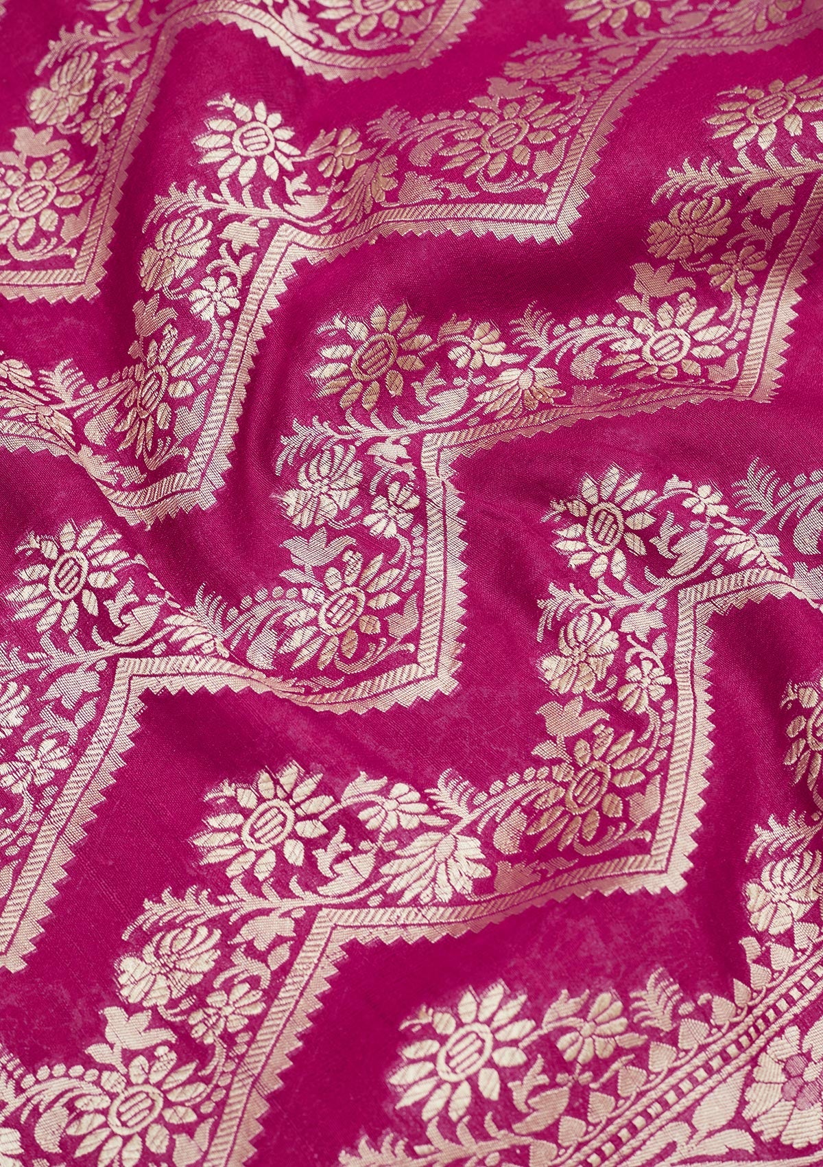 Rani Pink Zariwork Pure Silk Saree-Koskii