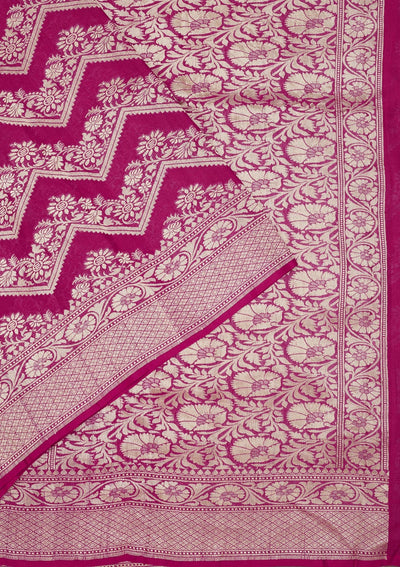 Rani Pink Zariwork Pure Silk Saree-Koskii