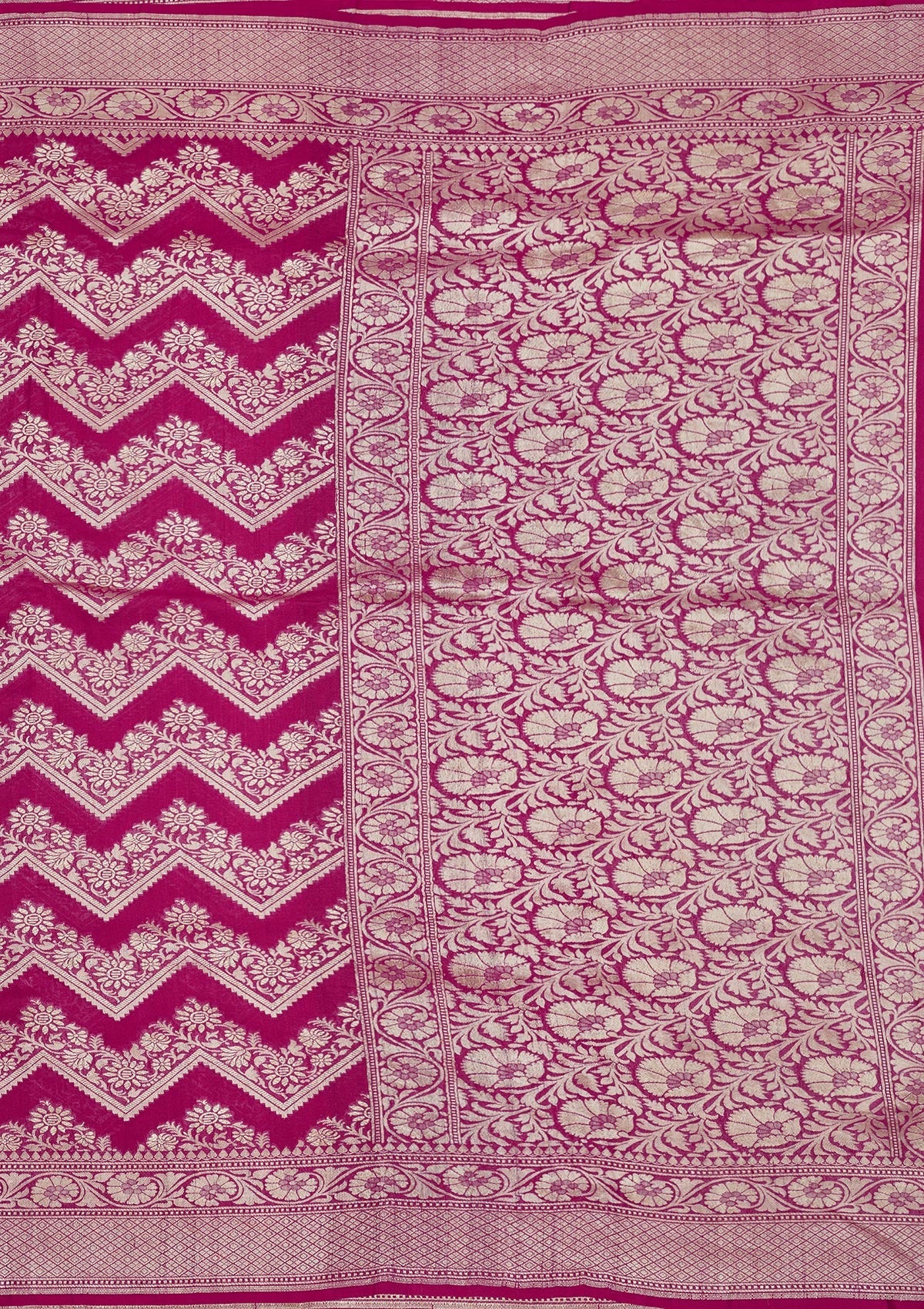 Rani Pink Zariwork Pure Silk Saree-Koskii