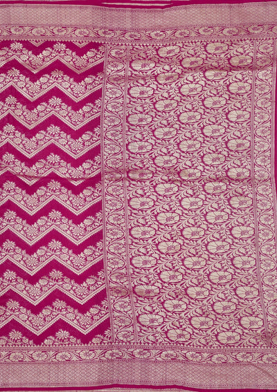 Rani Pink Zariwork Pure Silk Saree-Koskii