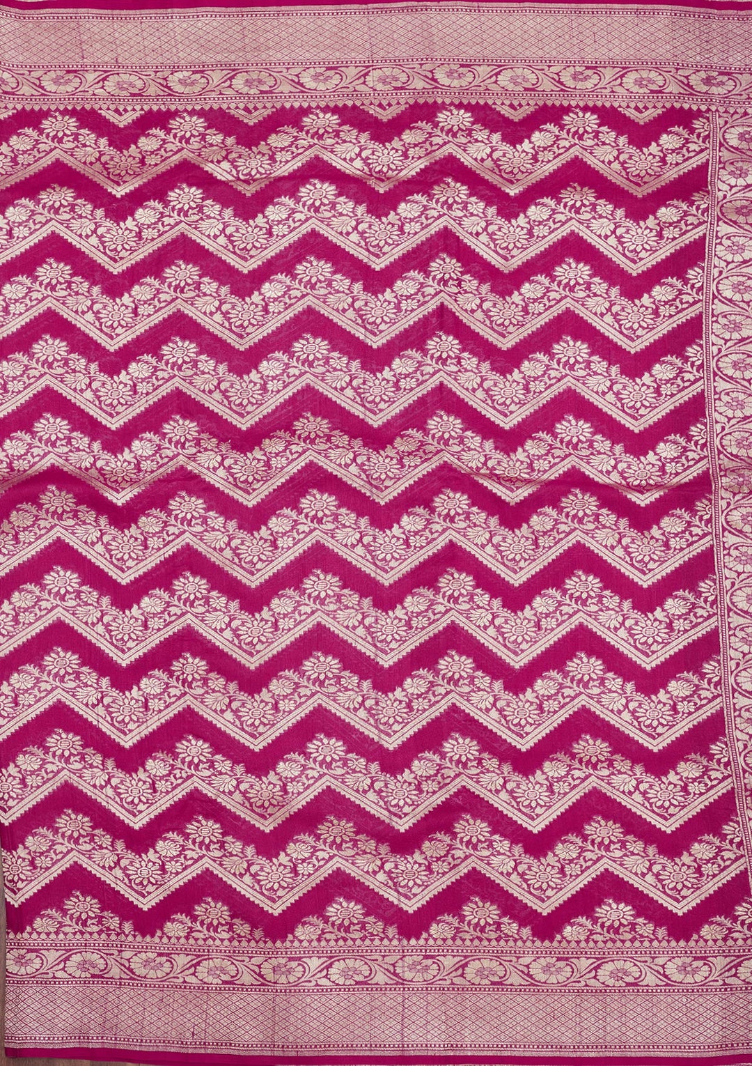 Rani Pink Zariwork Pure Silk Saree-Koskii