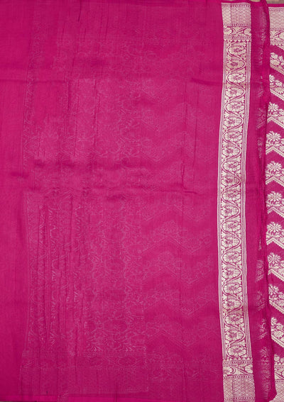 Rani Pink Zariwork Pure Silk Saree-Koskii