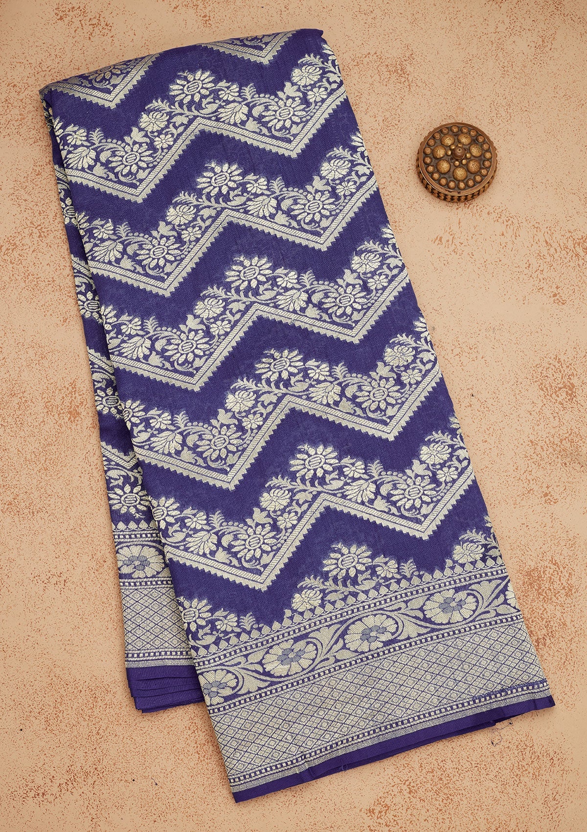 Royal Blue Zariwork Pure Silk Saree-Koskii