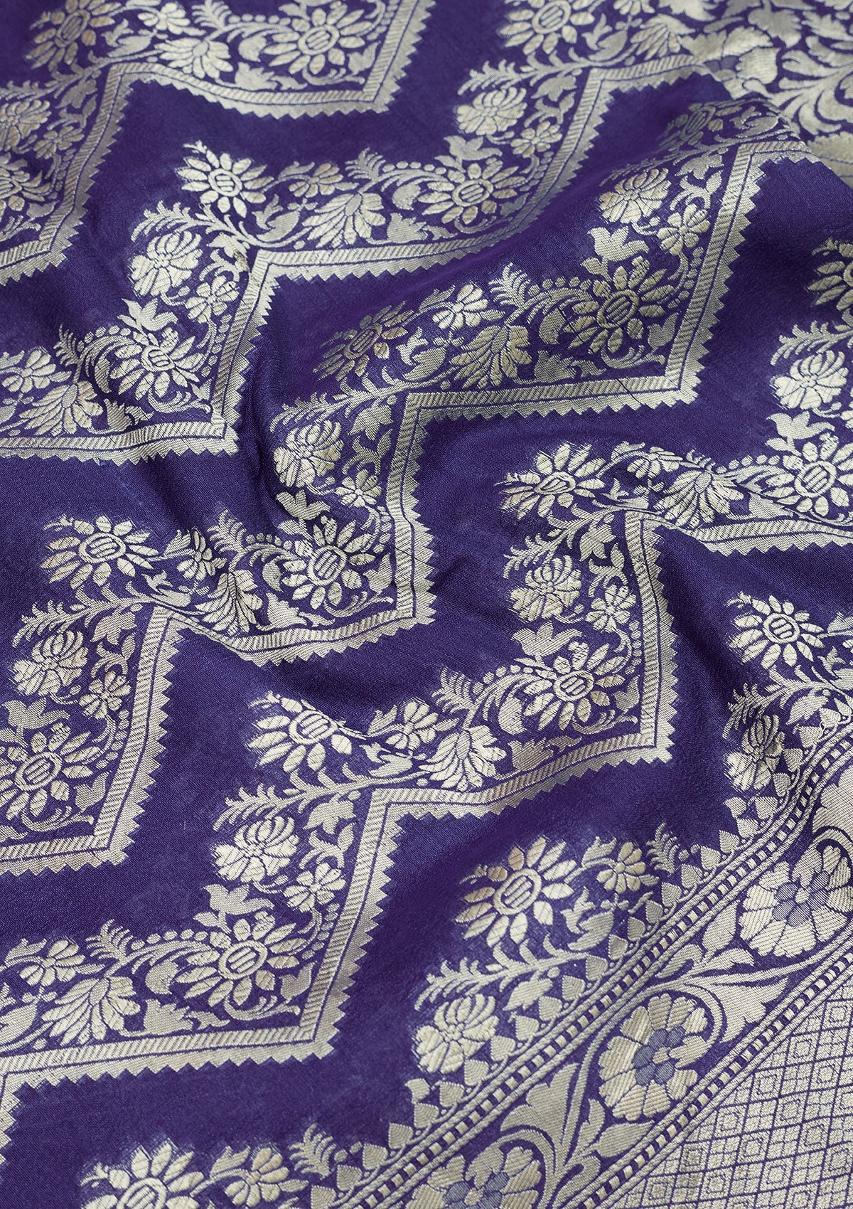 Royal Blue Zariwork Pure Silk Saree-Koskii