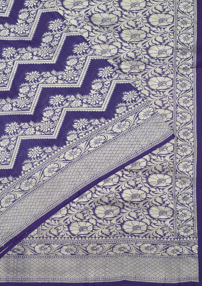 Royal Blue Zariwork Pure Silk Saree-Koskii
