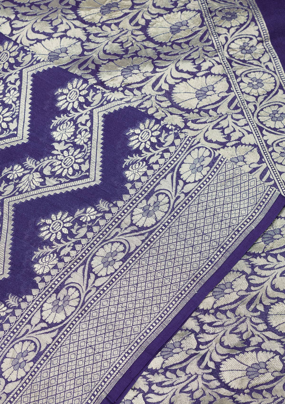Royal Blue Zariwork Pure Silk Saree-Koskii