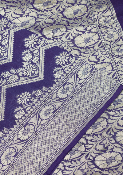 Royal Blue Zariwork Pure Silk Saree-Koskii