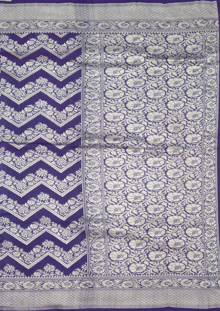 Royal Blue Zariwork Pure Silk Saree-Koskii