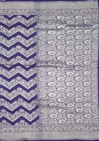 Royal Blue Zariwork Pure Silk Saree-Koskii