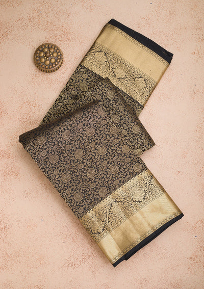 Black Zariwork Pure Silk Saree-koskii