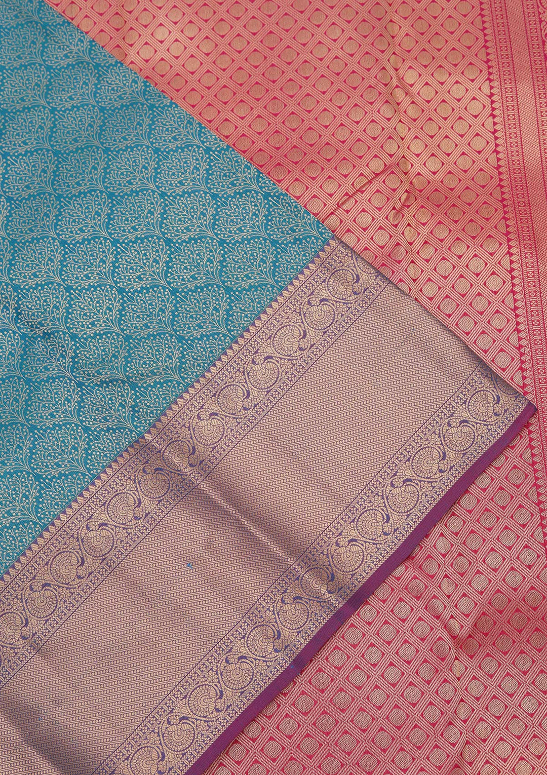 Peacock Blue Zariwork Pure Silk Saree-koskii
