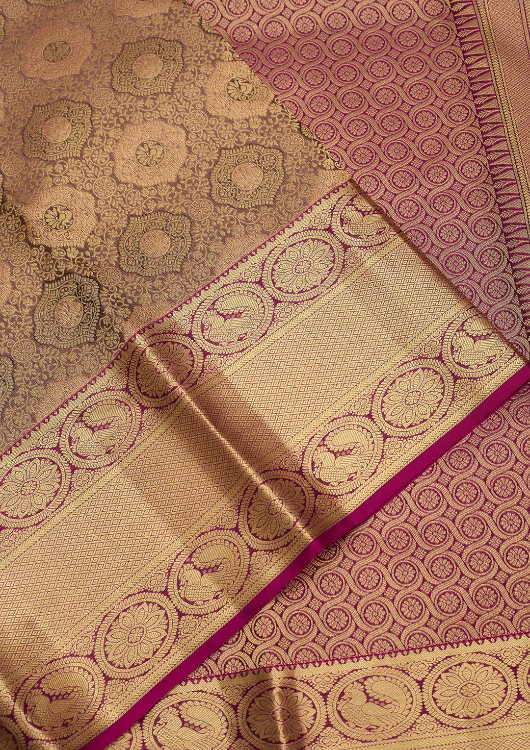 Light Grey Zariwork Pure Silk Saree-Koskii