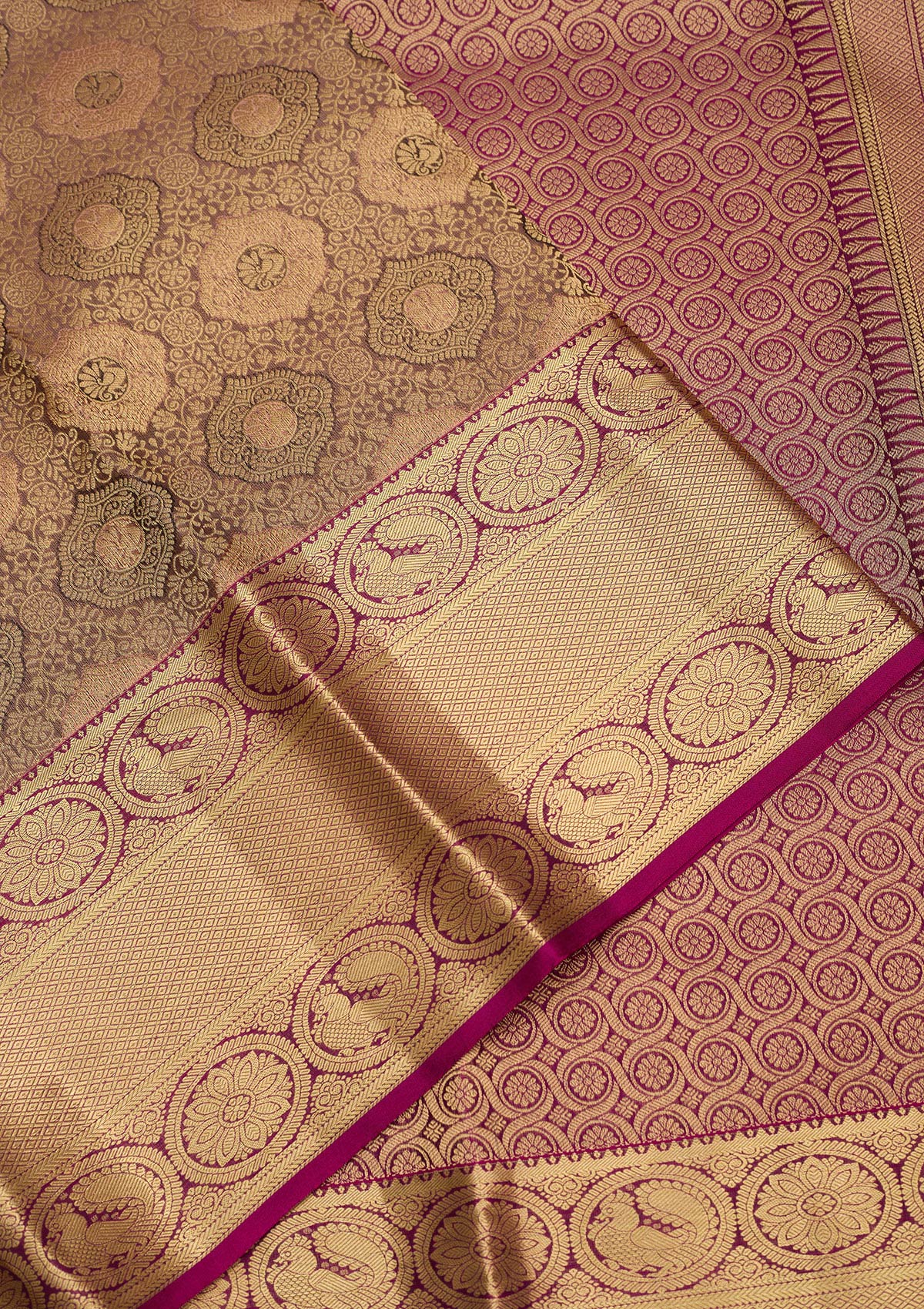 Light Grey Zariwork Pure Silk Saree-Koskii