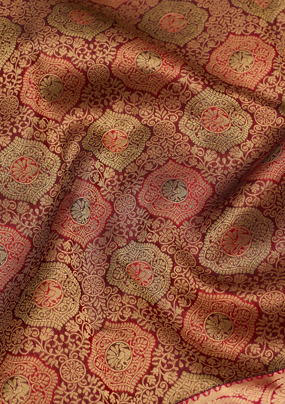 Maroon Zariwork Pure Silk Saree-Koskii