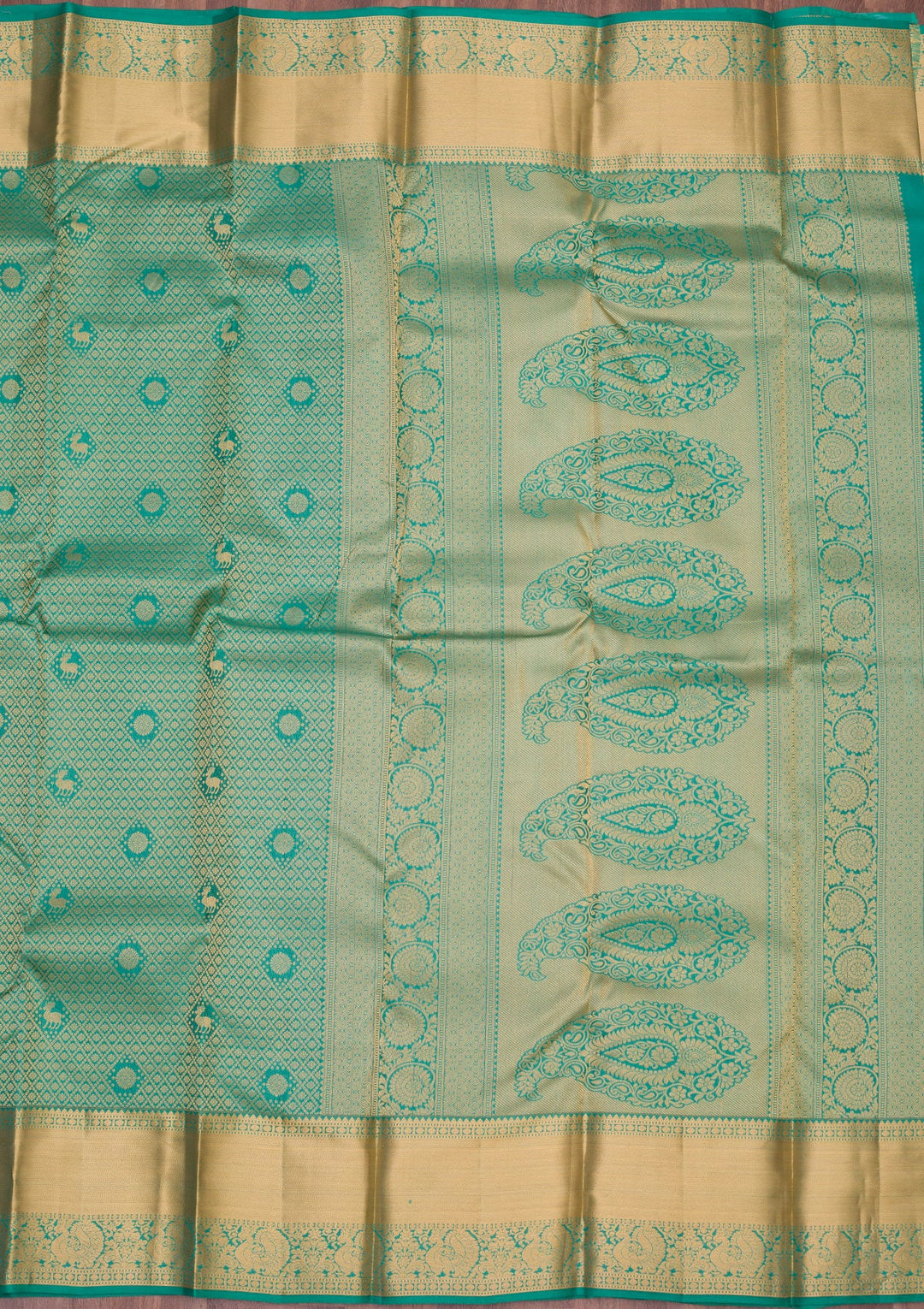 Sea Green Zariwork Pure Silk Saree-koskii