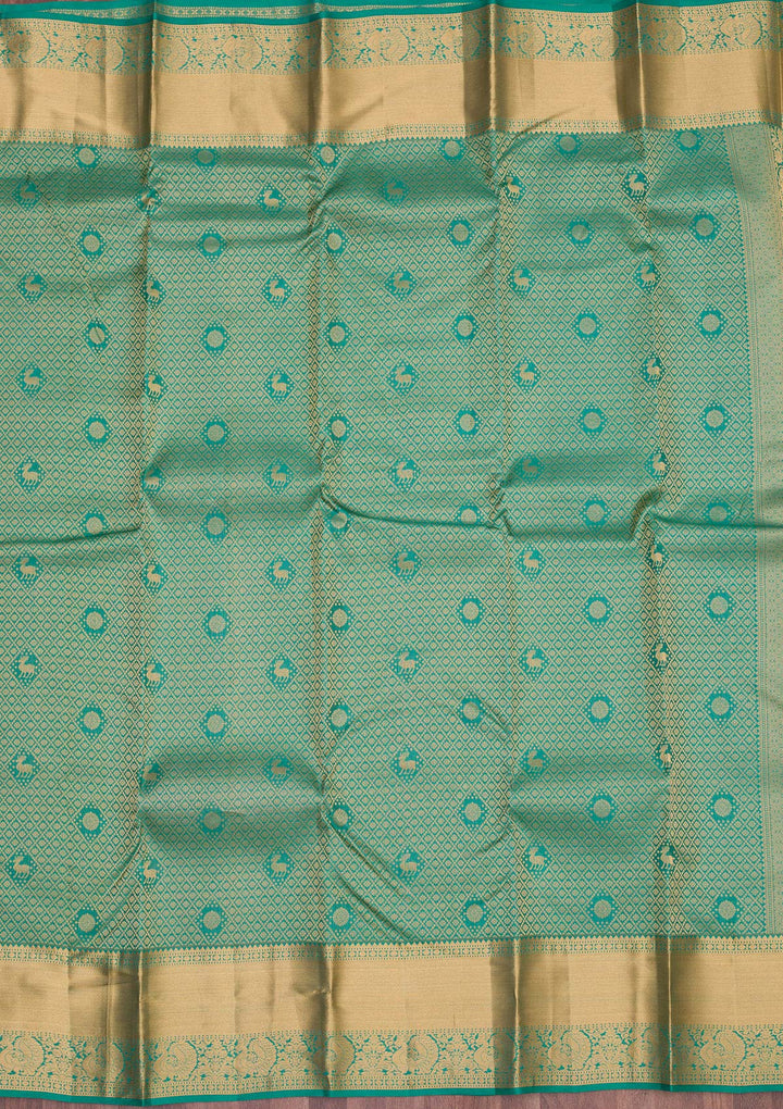 Sea Green Zariwork Pure Silk Saree-koskii