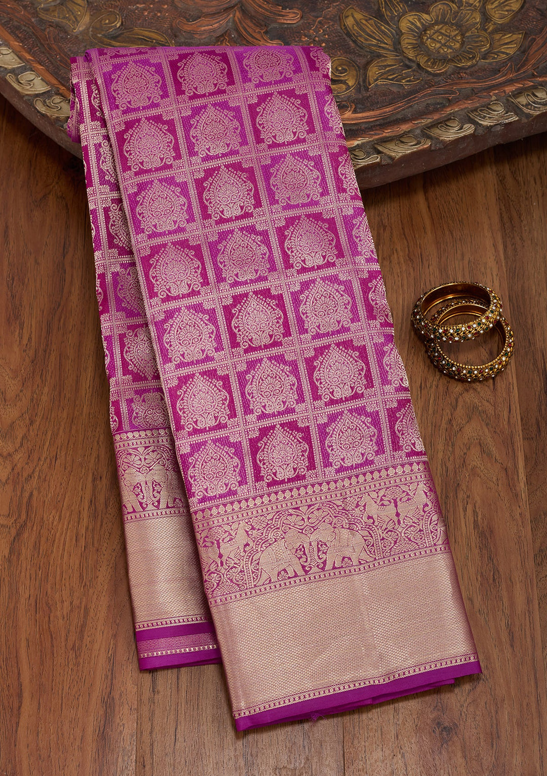 Purple Zariwork (Gold) Pure Silk Saree