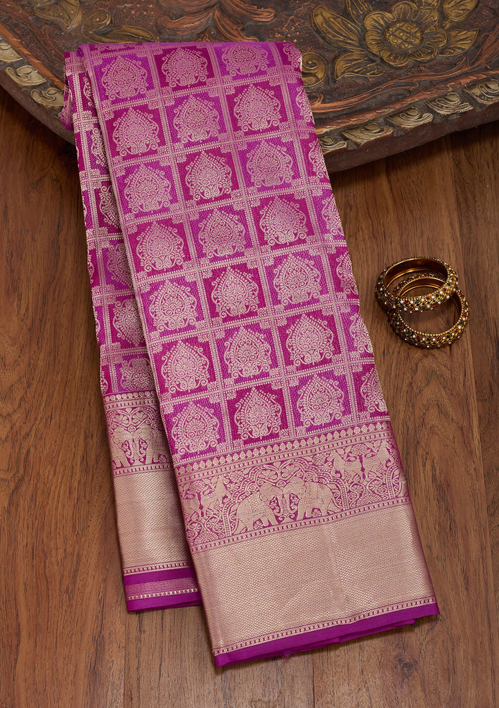 Purple Zariwork (Gold) Pure Silk Saree