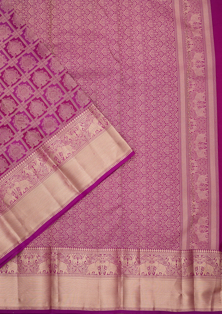 Purple Zariwork (Gold) Pure Silk Saree