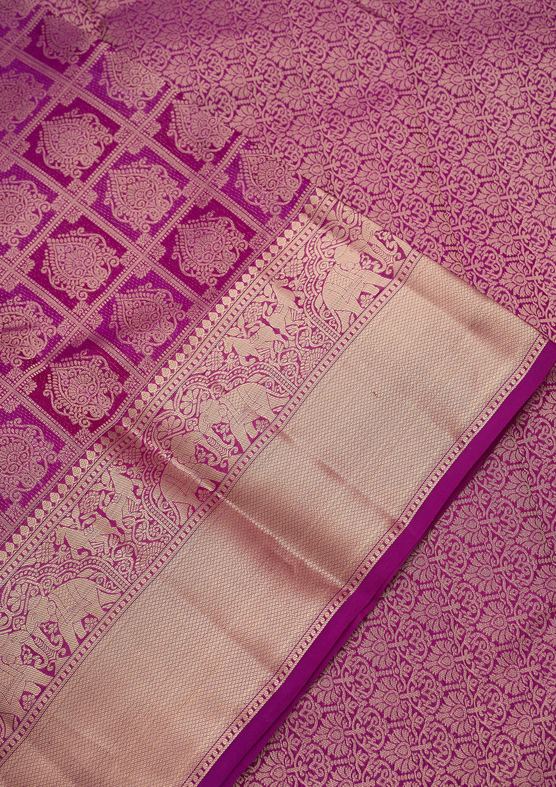 Purple Zariwork (Gold) Pure Silk Saree