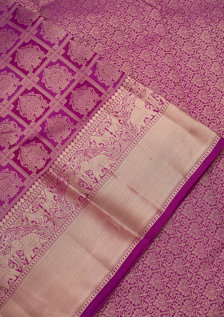 Purple Zariwork (Gold) Pure Silk Saree