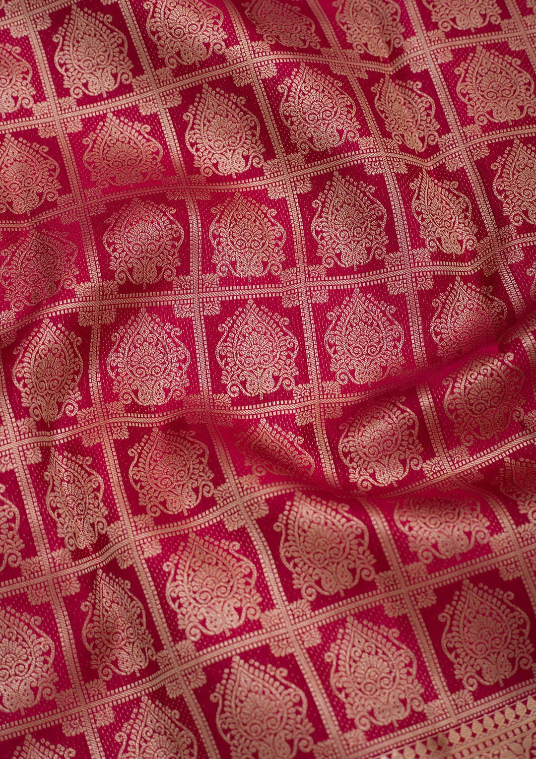 Rani Pink Zariwork Pure Silk Saree-Koskii