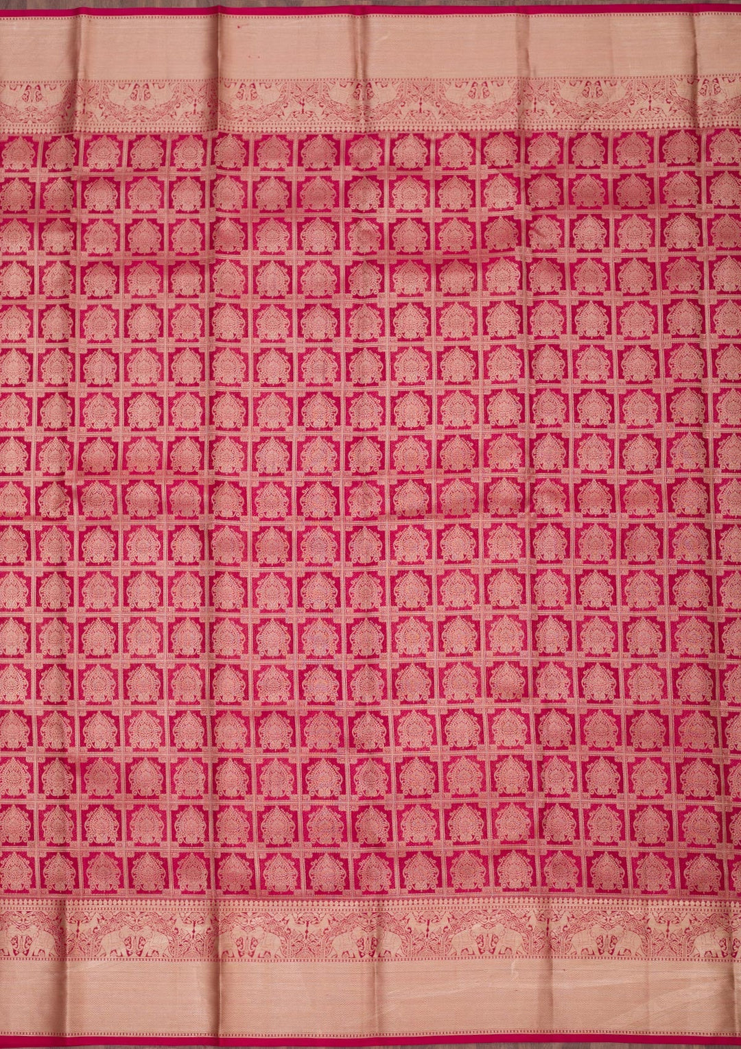 Rani Pink Zariwork Pure Silk Saree-Koskii