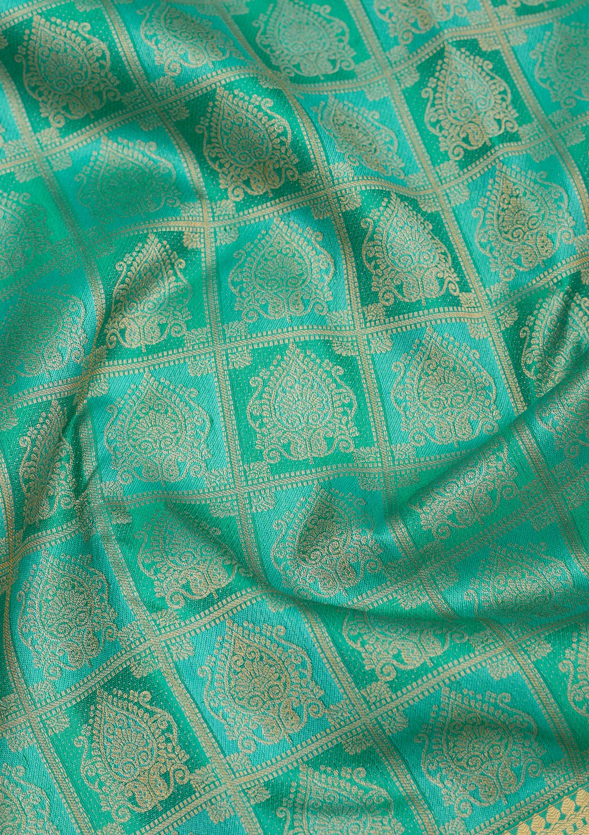 Turquoise Blue Zariwork Pure Silk Saree-Koskii