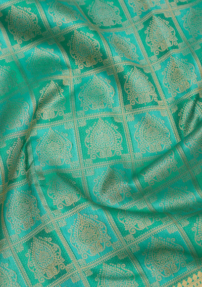 Turquoise Blue Zariwork Pure Silk Saree-Koskii