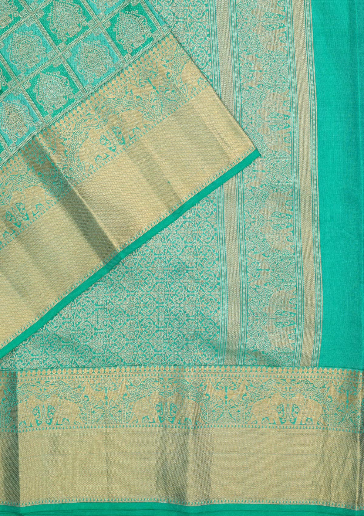Turquoise Blue Zariwork Pure Silk Saree-Koskii